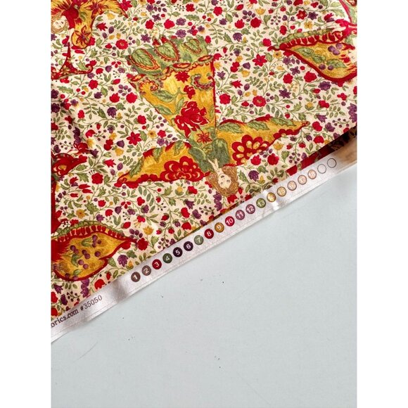APRIL CORNELL x MODA Vintage Holiday Floral Angel Print Cotton Fabric, 3.8 Yards - Picture 6 of 7